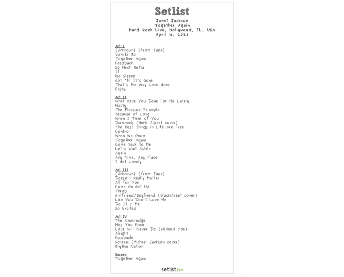Jackson Kicks Off Together Again Tour with 40Song Set setlist.fm